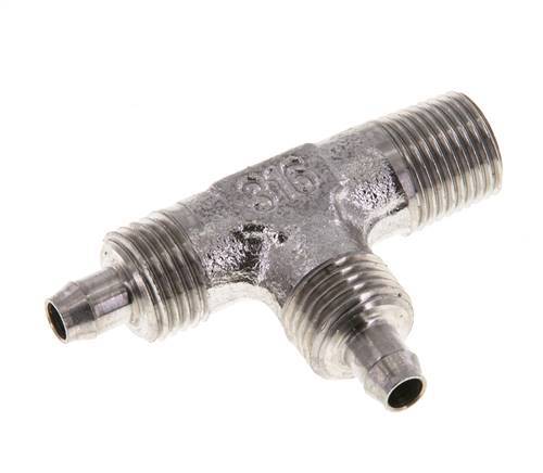 6x4 & R1/8'' Stainless Steel 1.4305 Right Angle Tee Push-on Fitting with Male Threads