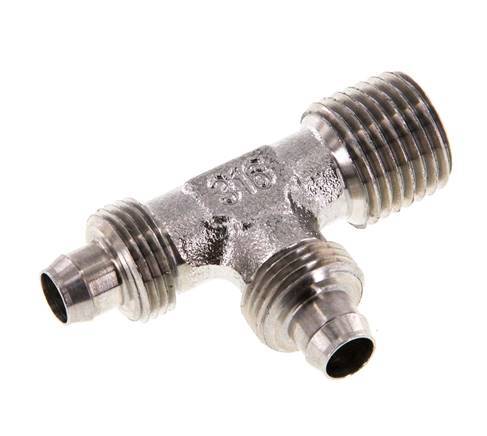 8x6 & R1/4'' Stainless Steel 1.4305 Right Angle Tee Push-on Fitting with Male Threads