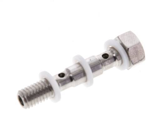 2-way Stainless Steel Banjo Bolt with M5 Male Threads PTFE L27mm