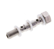 2-way Stainless Steel Banjo Bolt with M5 Male Threads PTFE L27mm
