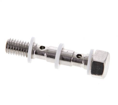 2-way Stainless Steel Banjo Bolt with M5 Male Threads PTFE L27mm