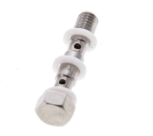 2-way Stainless Steel Banjo Bolt with M5 Male Threads PTFE L27mm