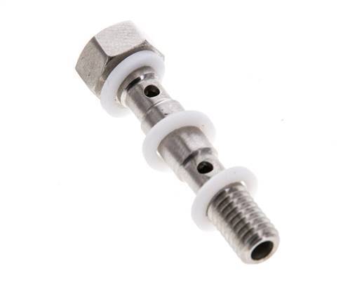 2-way Stainless Steel Banjo Bolt with M5 Male Threads PTFE L27mm