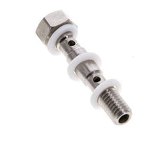 2-way Stainless Steel Banjo Bolt with M5 Male Threads PTFE L27mm