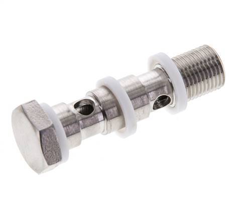 2-way Stainless Steel Banjo Bolt with G1/8'' Male Threads PTFE L40mm