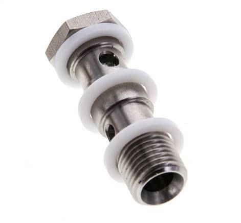 2-way Stainless Steel Banjo Bolt with G1/4'' Male Threads PTFE L42mm