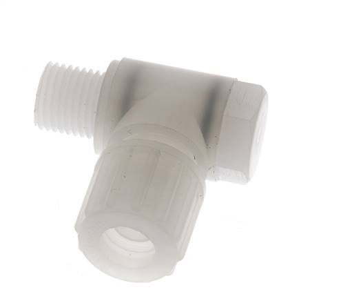 10x8mm & G1/4'' PVDF Elbow Compression Fitting with Male Threads with Banjo Bolt 10 bar
