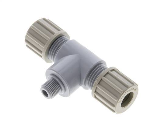Comp Fitting T 10x8mm & G1/8'' PA T-Shape Tee Compression Fitting with Male Threads 1 ...