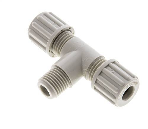 Comp Fitting T 8x6mm & G1/4'' PP T-Shape Tee Compression Fitting with Male Threads 10 ...