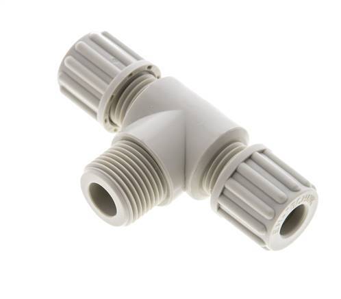 Comp Fitting T 8x6mm & G3/8'' PP T-Shape Tee Compression Fitting with Male Threads 10 ...