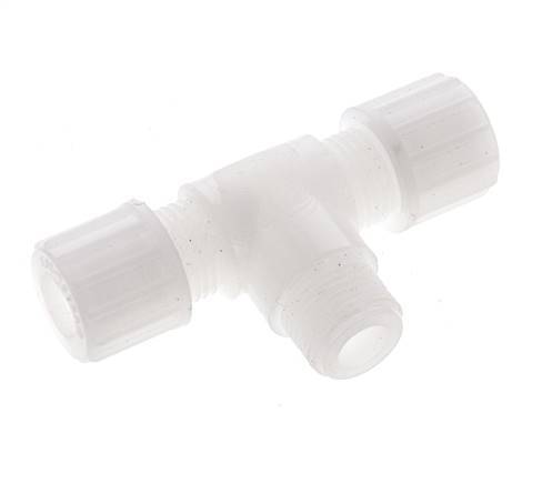 10x8mm & G3/8'' PVDF T-Shape Tee Compression Fitting with Male Threads 10 bar