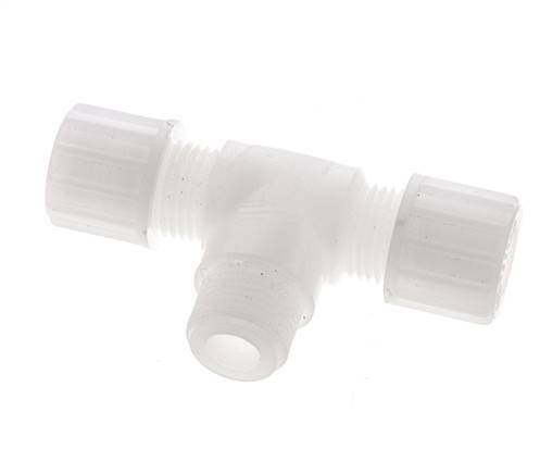 10x8mm & G3/8'' PVDF T-Shape Tee Compression Fitting with Male Threads 10 bar