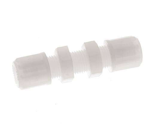 6x4mm PVDF Straight Compression Fitting Bulkhead 10 bar