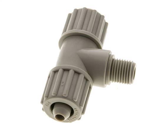 12x6mm & G1/4'' PP T-Shape Tee Compression Fitting with Male Threads 10 bar PVC and PA