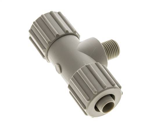 15x9mm & G1/4'' PP T-Shape Tee Compression Fitting with Male Threads 10 bar PVC and PA