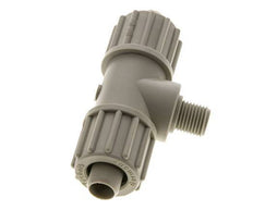 16x10mm & G1/4'' PP T-Shape Tee Compression Fitting with Male Threads 10 bar PVC and PA