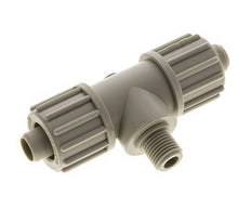 16x10mm & G1/4'' PP T-Shape Tee Compression Fitting with Male Threads 10 bar PVC and PA