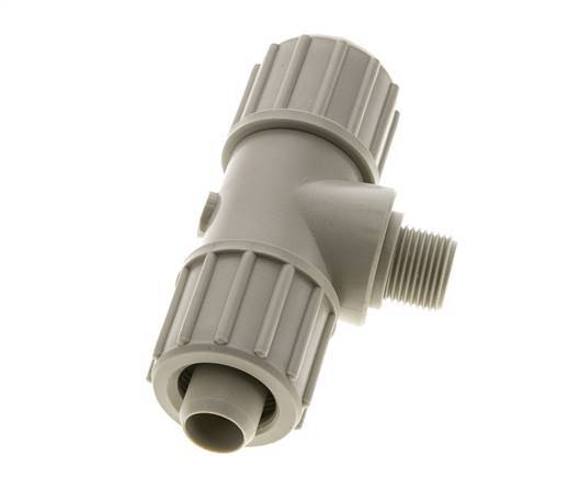 20x13mm & G3/8'' PP T-Shape Tee Compression Fitting with Male Threads 10 bar PVC and PA