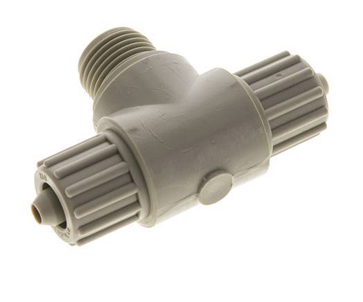 12x6mm & G1/2'' PP T-Shape Tee Compression Fitting with Male Threads 10 bar PVC and PA