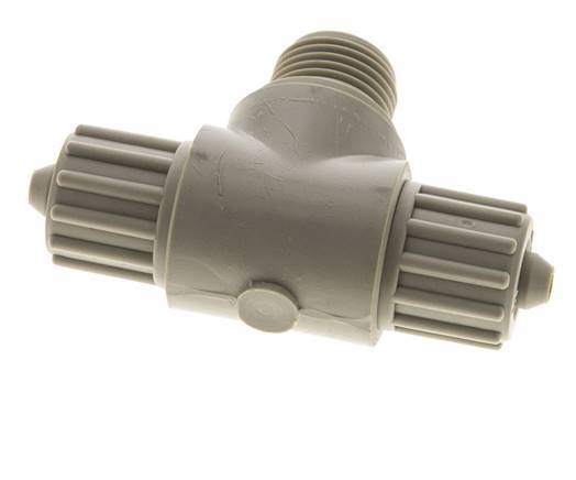 12x6mm & G1/2'' PP T-Shape Tee Compression Fitting with Male Threads 10 bar PVC and PA