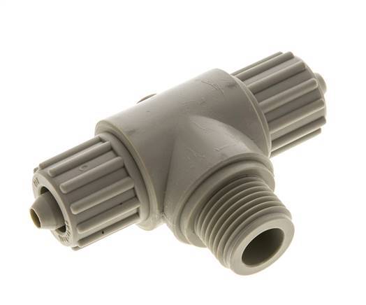 12x6mm & G1/2'' PP T-Shape Tee Compression Fitting with Male Threads 10 bar PVC and PA