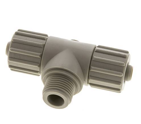 15x9mm & G1/2'' PP T-Shape Tee Compression Fitting with Male Threads 10 bar PVC and PA