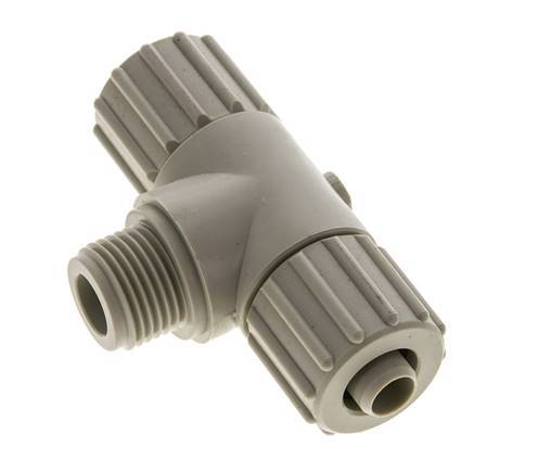 15x9mm & G1/2'' PP T-Shape Tee Compression Fitting with Male Threads 10 bar PVC and PA
