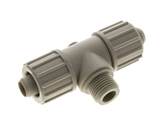 20x13mm & G1/2'' PP T-Shape Tee Compression Fitting with Male Threads 10 bar PVC and PA