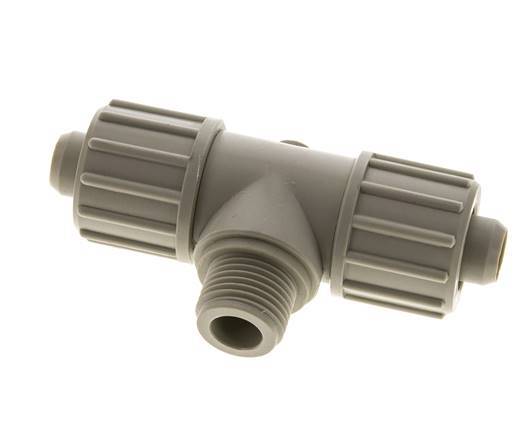 20x13mm & G1/2'' PP T-Shape Tee Compression Fitting with Male Threads 10 bar PVC and PA