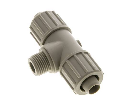 20x13mm & G1/2'' PP T-Shape Tee Compression Fitting with Male Threads 10 bar PVC and PA
