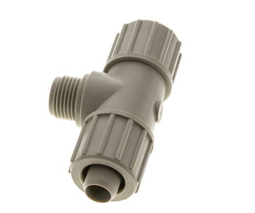 20x13mm & G1/2'' PP T-Shape Tee Compression Fitting with Male Threads 10 bar PVC and PA