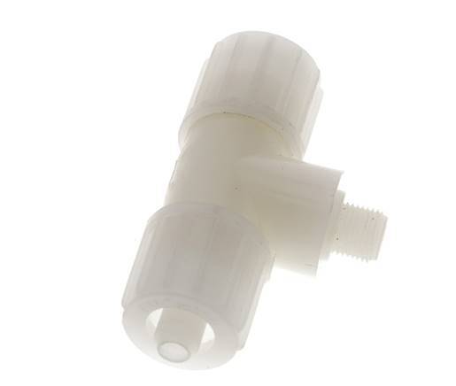 12x6mm & G1/8'' PVDF T-Shape Tee Compression Fitting with Male Threads 10 bar PVC and PA