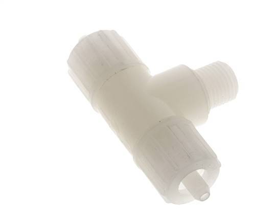 10x4mm & G1/4'' PVDF T-Shape Tee Compression Fitting with Male Threads 10 bar PVC and PA