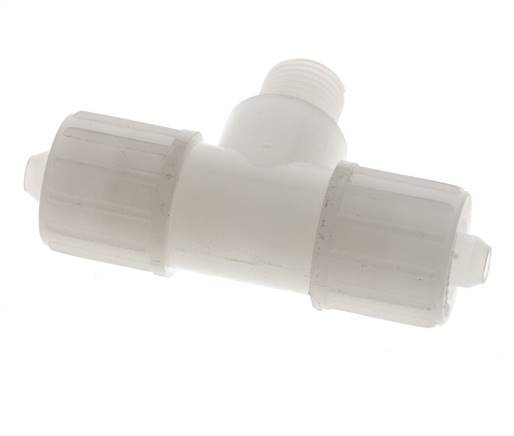 12x6mm & G1/4'' PVDF T-Shape Tee Compression Fitting with Male Threads 10 bar PVC and PA