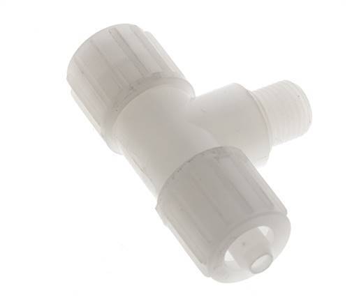 12x6mm & G1/4'' PVDF T-Shape Tee Compression Fitting with Male Threads 10 bar PVC and PA