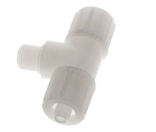 12x6mm & G1/4'' PVDF T-Shape Tee Compression Fitting with Male Threads 10 bar PVC and PA