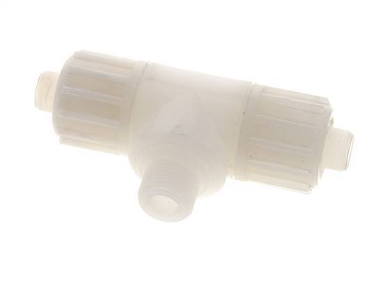 16x10mm & G3/8'' PVDF T-Shape Tee Compression Fitting with Male Threads 10 bar PVC and PA