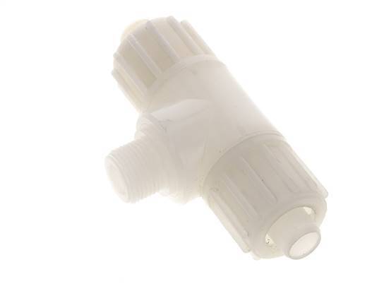 16x10mm & G3/8'' PVDF T-Shape Tee Compression Fitting with Male Threads 10 bar PVC and PA
