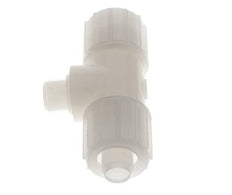 20x13mm & G3/8'' PVDF T-Shape Tee Compression Fitting with Male Threads 10 bar PVC and PA
