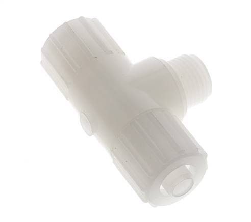 15x9mm & G1/2'' PVDF T-Shape Tee Compression Fitting with Male Threads 10 bar PVC and PA