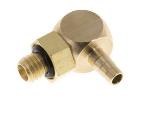 3 mm & M5 Brass Elbow Hose Barb with Male Threads NBR Rotatable [2 Pieces]