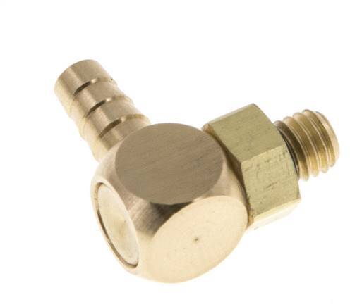 4 mm & M5 Brass Elbow Hose Barb with Male Threads NBR Rotatable [2 Pieces]