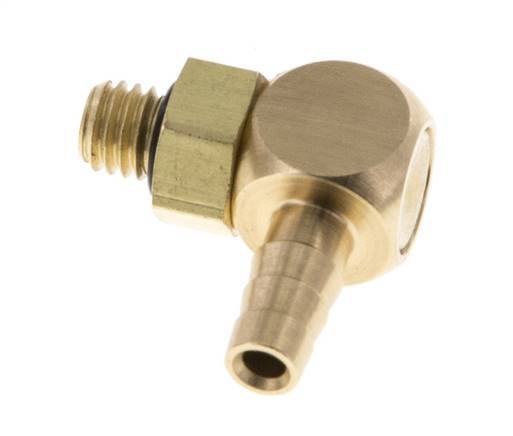4 mm & M5 Brass Elbow Hose Barb with Male Threads NBR Rotatable [2 Pieces]