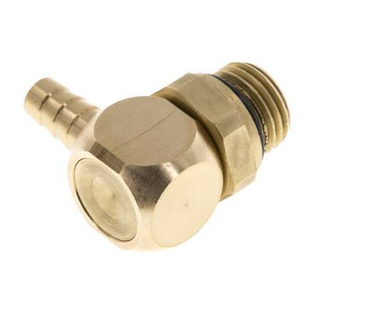 6 mm & G1/4'' Brass Elbow Hose Barb with Male Threads NBR Rotatable