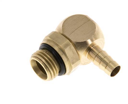 6 mm & G1/4'' Brass Elbow Hose Barb with Male Threads NBR Rotatable