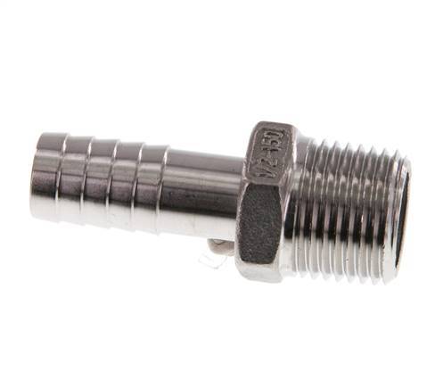 13 mm (1/2'') & 1/2''NPT Stainless Steel 1.4408 Hose Barb Male [2 Pieces]