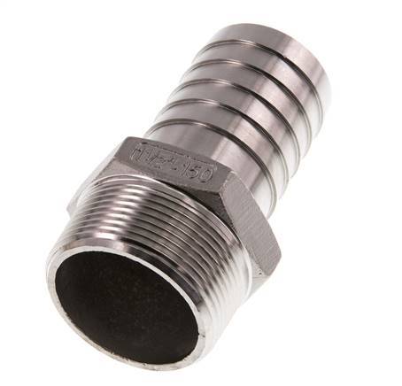 38 mm (1-1/2'') & 1-1/2''NPT Stainless Steel 1.4408 Hose Barb Male