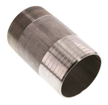 75 mm (3'') & R2-1/2'' Stainless Steel 1.4571 Hose Barb Male 120mm