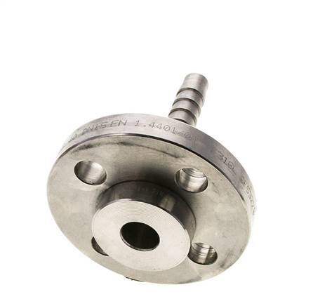 13x25 mm Stainless Steel 1.4401 Hose Pillar with Turnable Flange PN 10/16/25/40 DIN EN 14423 / DIN 2826