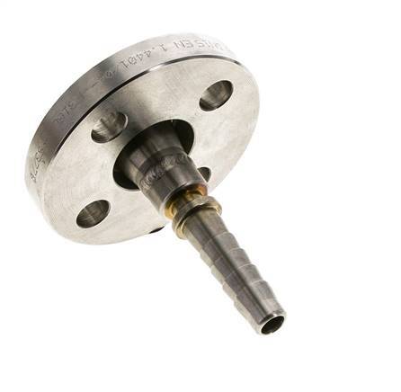 13x25 mm Stainless Steel 1.4401 Hose Pillar with Turnable Flange PN 10/16/25/40 DIN EN 14423 / DIN 2826